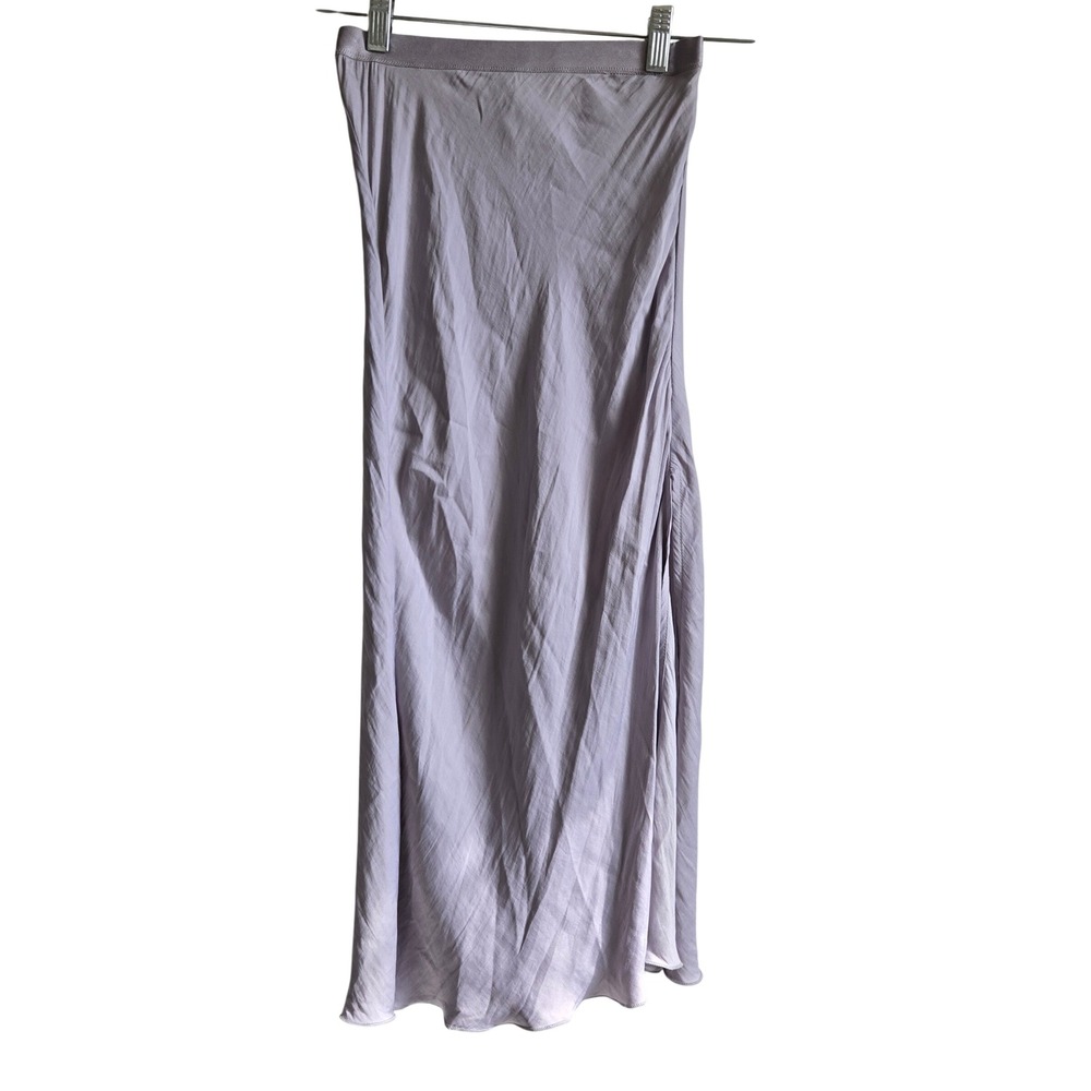 Free People XS Midi Skirt Womens Lavender Good Silky Slit Elastic Waist OB66170